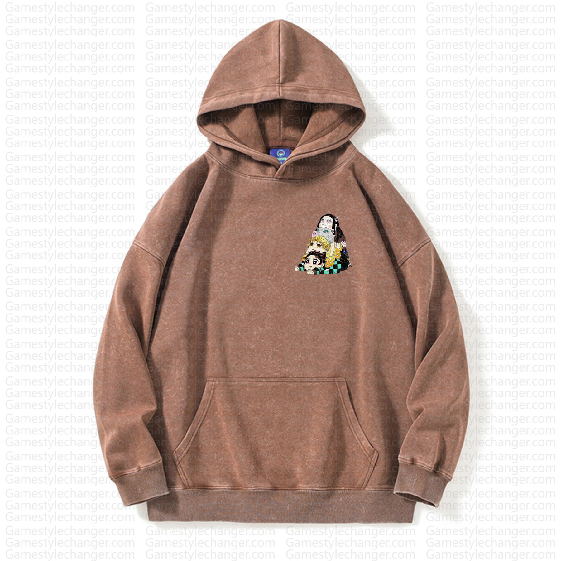 Unisex Anime Graphic Streetwear Vintage Washed Hoodie