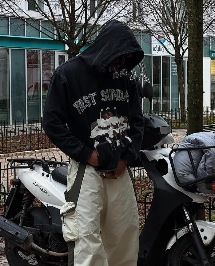 Vintage First Sunday Faith Graphic Acid Washed Oversized Hoodie