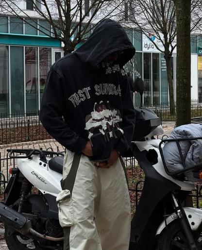 Vintage First Sunday Faith Graphic Acid Washed Oversized Hoodie