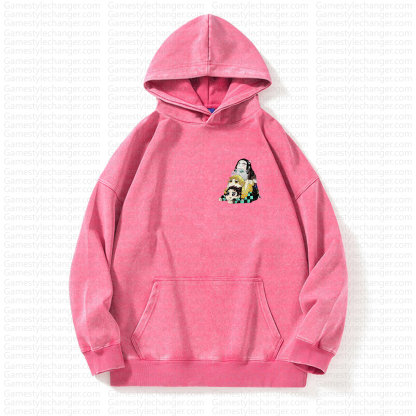 Unisex Anime Graphic Streetwear Vintage Washed Hoodie