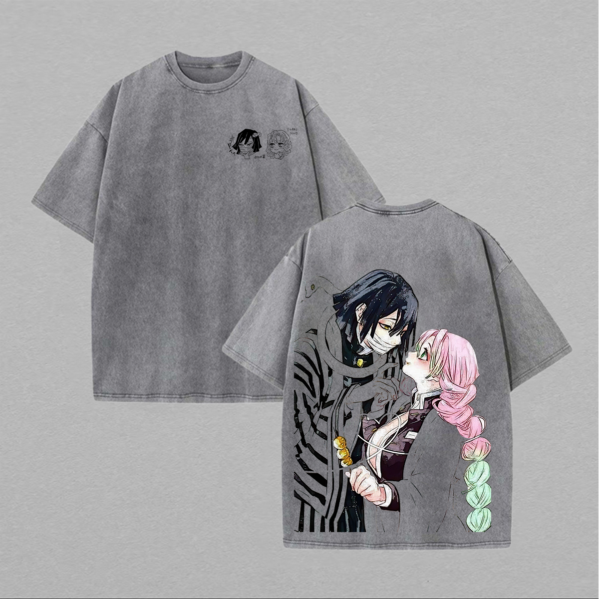 Demon Slayer Printed Unisex Washed 3D Direct Injection T-Shirt