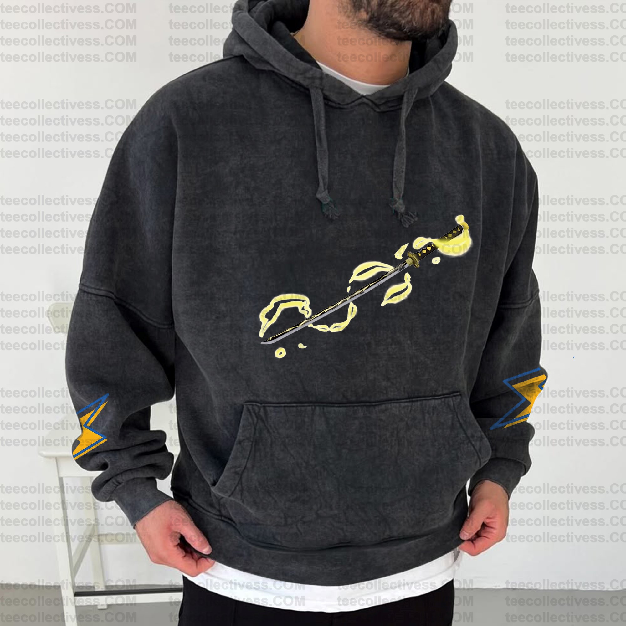 Vintage 3D Direct-Inkling Print Washed Unisex Hoodie