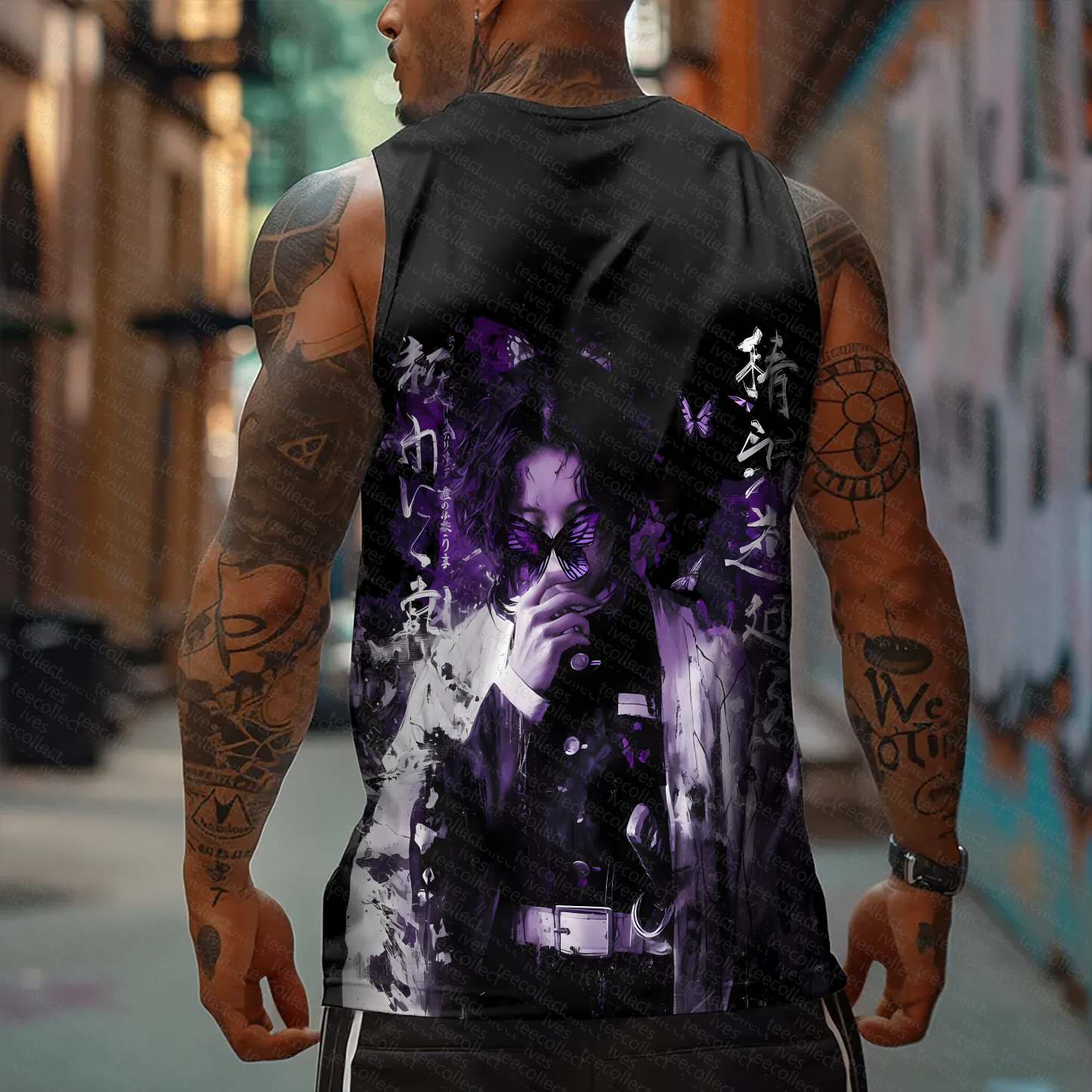 Oversized Anime Print Gym Tank Top