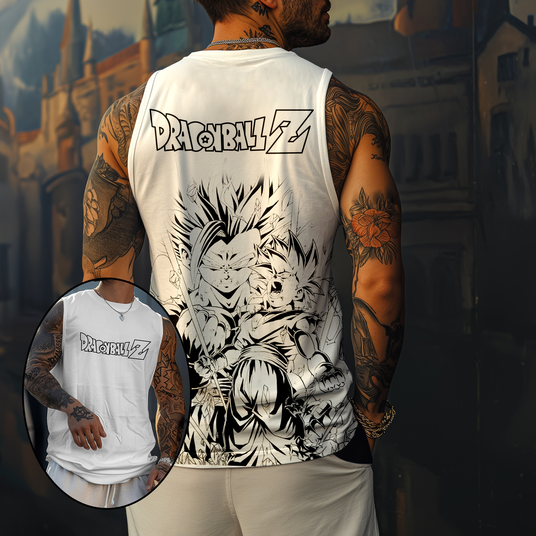 Casual Dragon Ball Comic Style Printed Tank Top