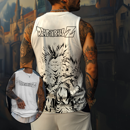 Casual Dragon Ball Comic Style Printed Tank Top