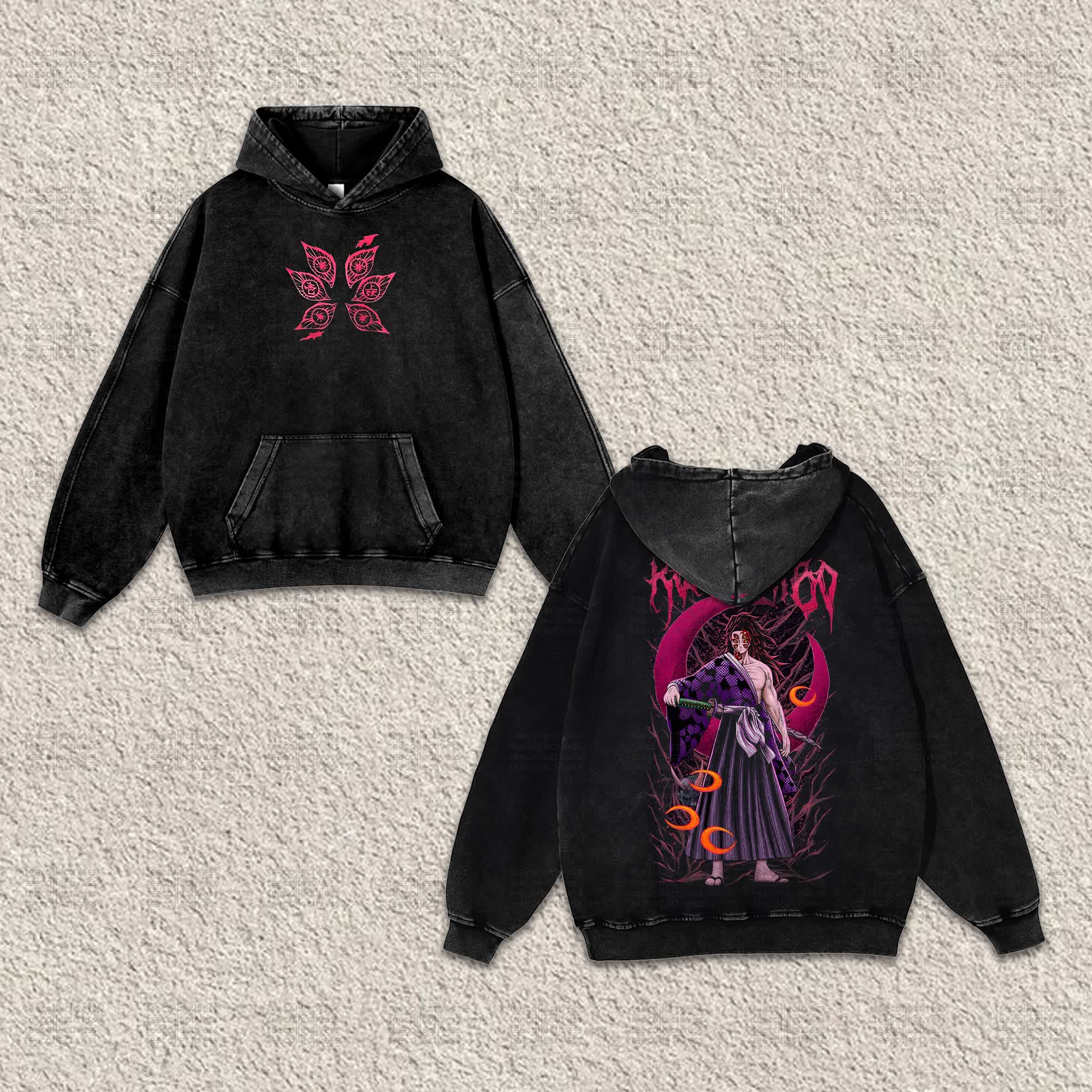 Unisex “Demon Slayer” Anime Graphic Streetwear Vintage Washed Hoodie