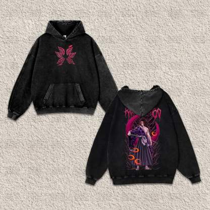 Unisex “Demon Slayer” Anime Graphic Streetwear Vintage Washed Hoodie