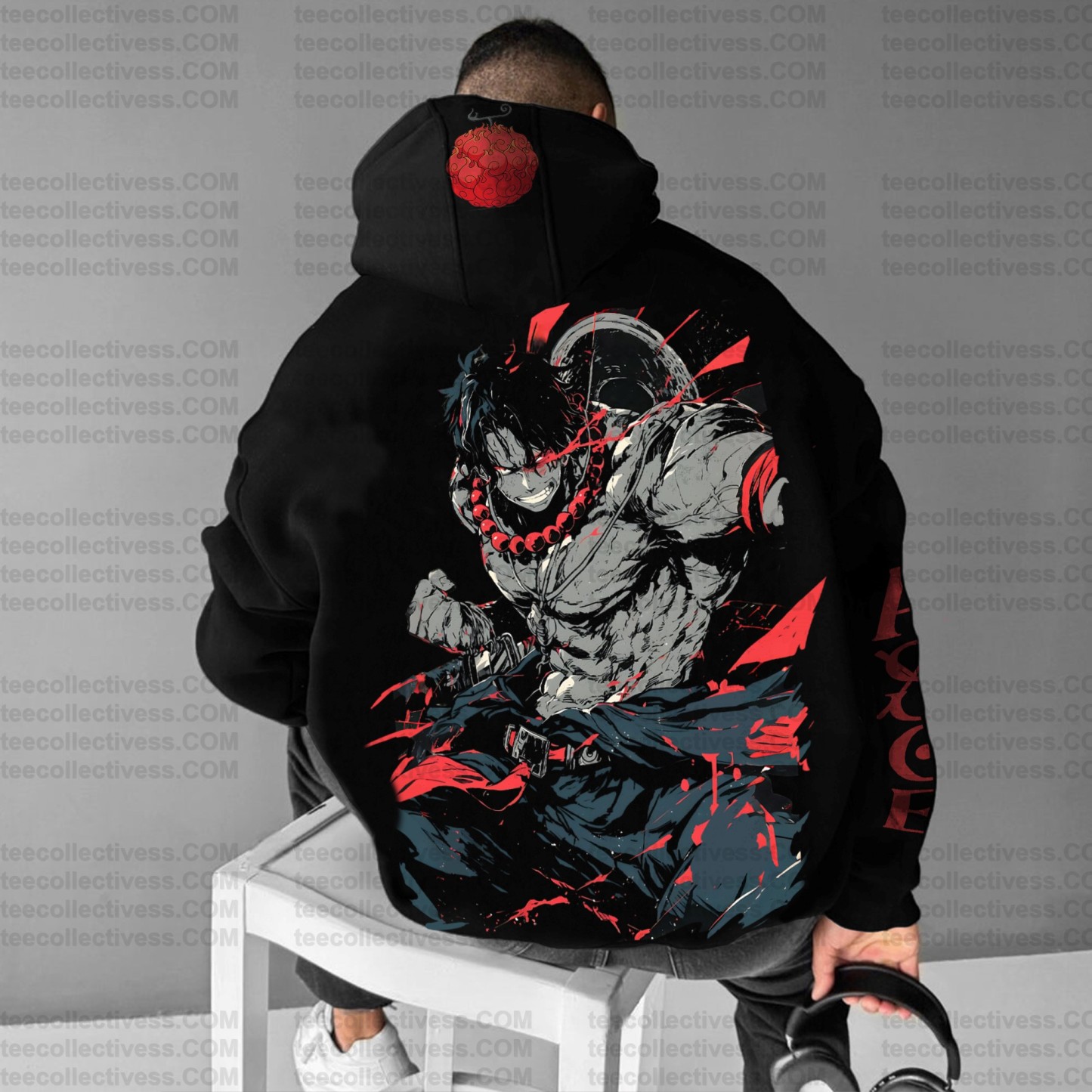 Unisex Anime Print Embroidered Casual Oversized Hoodie