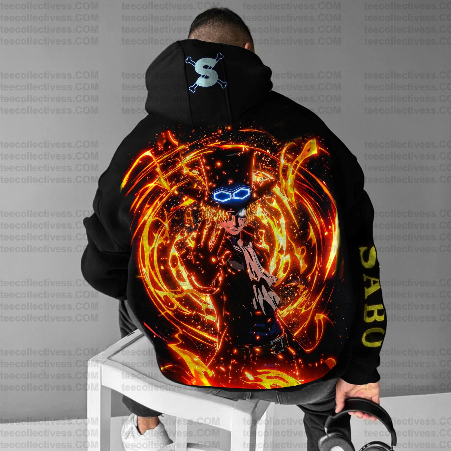 Unisex Anime Print Embroidered Casual Oversized Hoodie