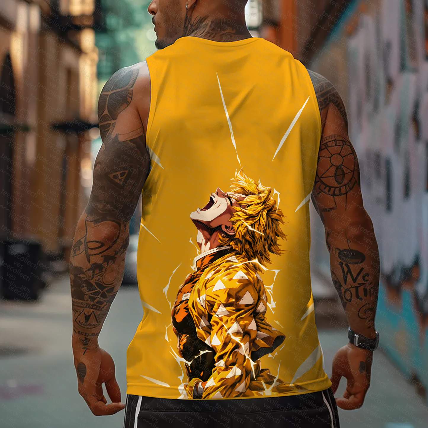 Oversized Anime Print Gym Tank Top