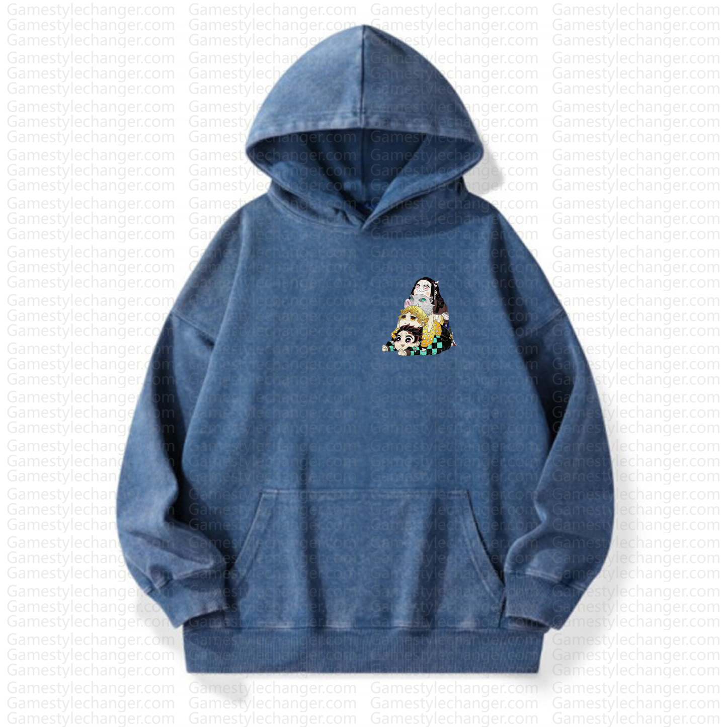 Unisex Anime Graphic Streetwear Vintage Washed Hoodie