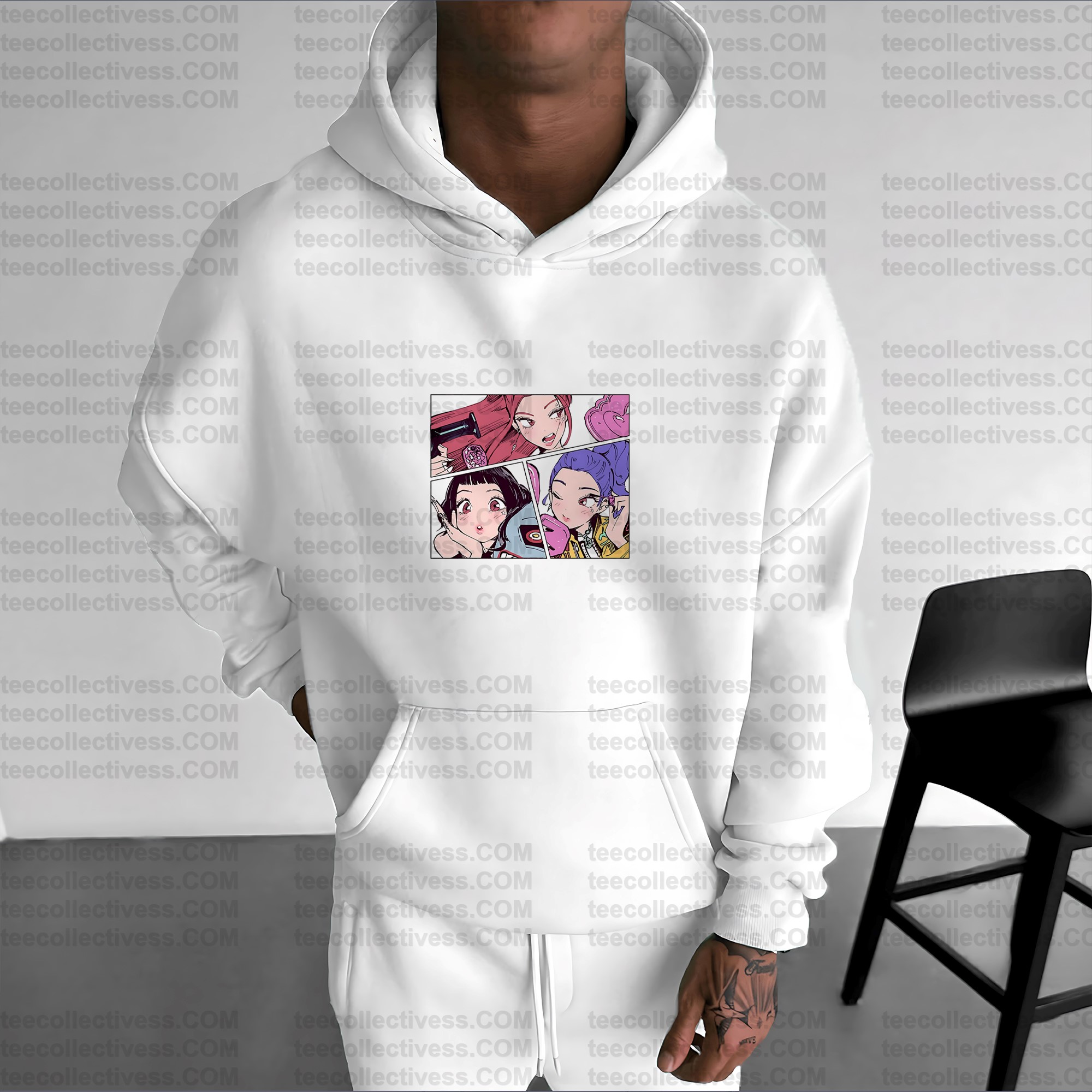 Plus Velvet Unisex Anime Graphic Streetwear Vintage Hoodie