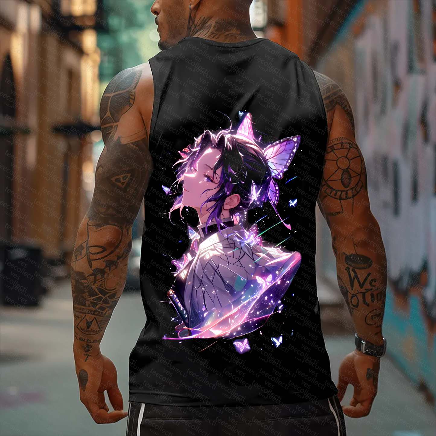 Oversized Anime Print Gym Tank Top