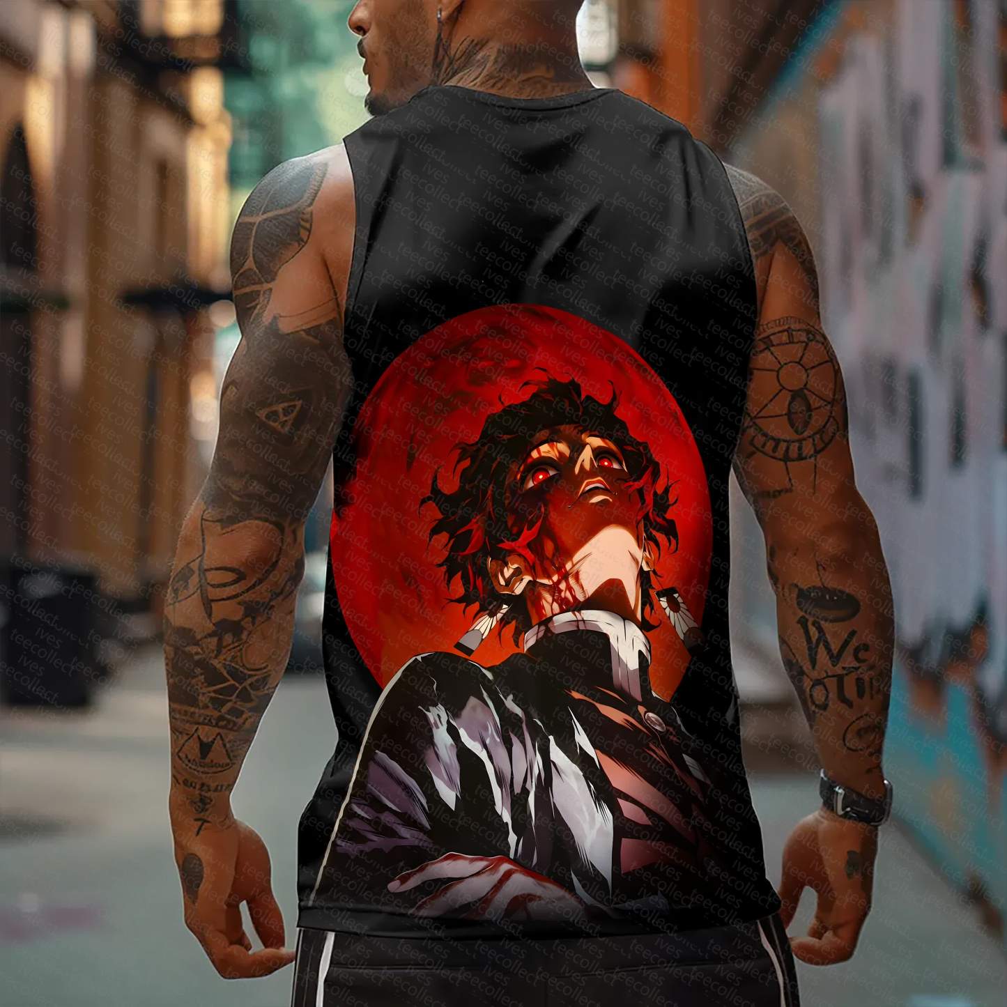 Oversized Anime Print Gym Tank Top