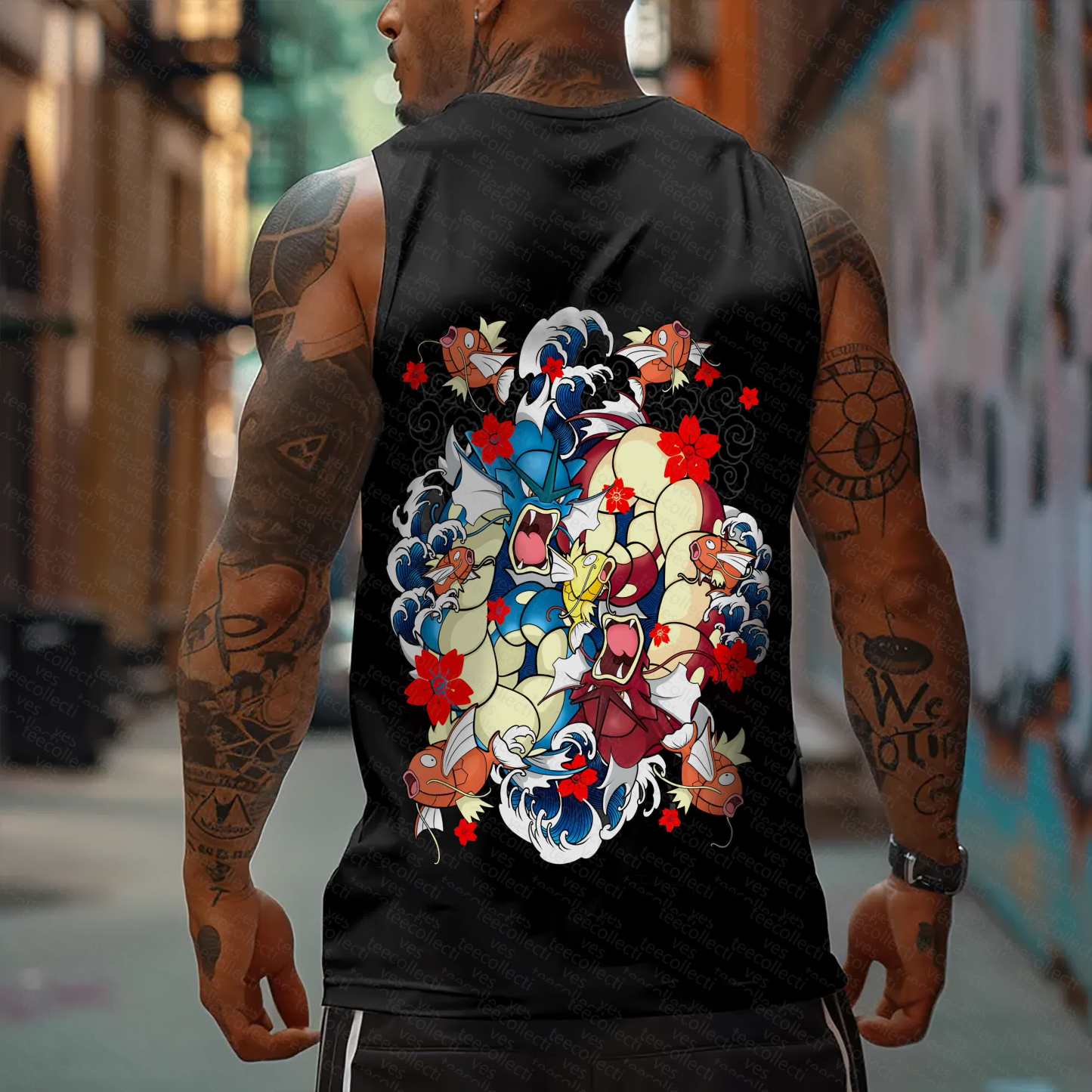 Oversized Anime Print Gym Tank Top