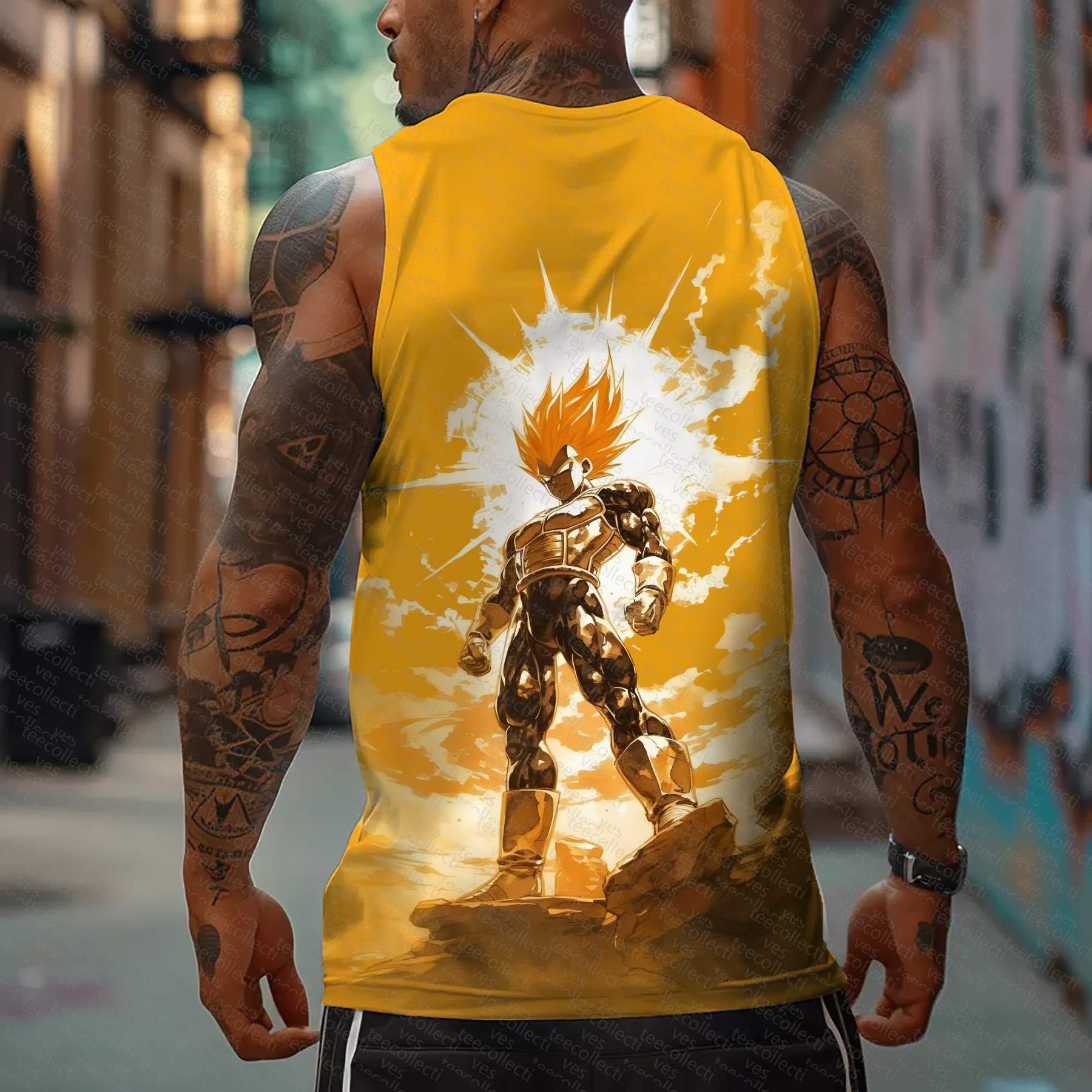 Oversized Anime Print Gym Tank Top
