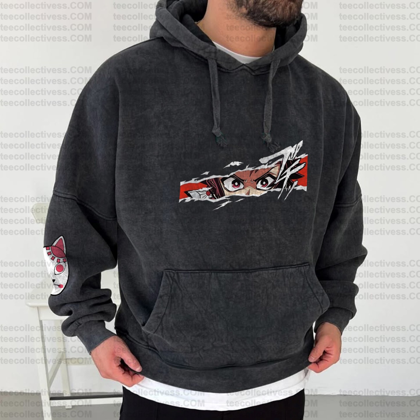 Vintage 3D Direct-Inkling Print Washed Unisex Hoodie