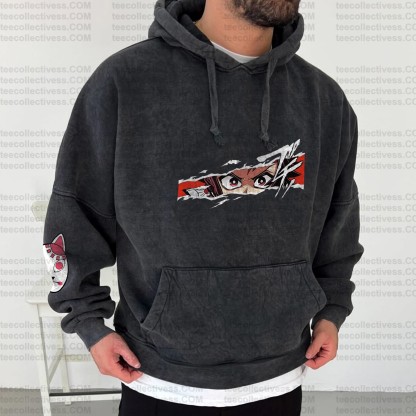 Vintage 3D Direct-Inkling Print Washed Unisex Hoodie