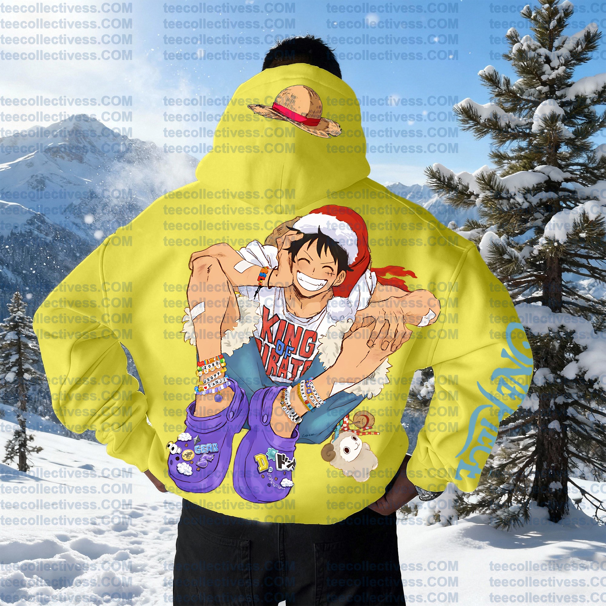 Plus Velvet Unisex Anime Graphic Streetwear Vintage Hoodieluffy