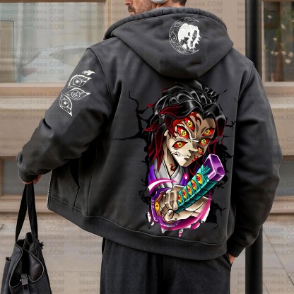 Unisex Graphic Streetwear Vintage Zipper Cardigan Plush Hoodie