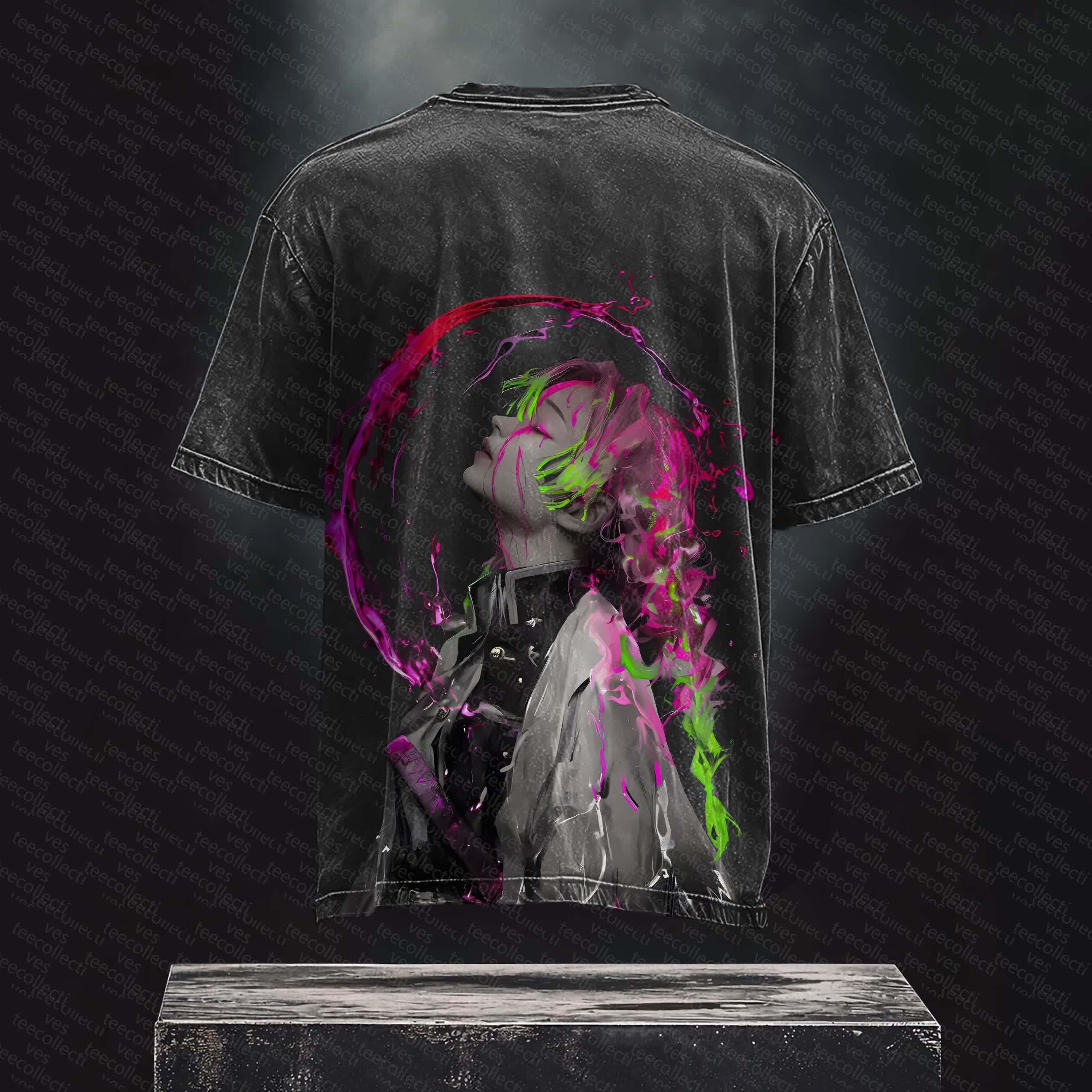 Unisex Anime Inspired Vintage Washed T-Shirt丨 Demon Slayer