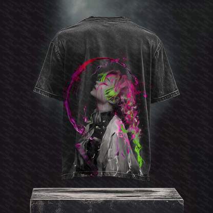 Unisex Anime Inspired Vintage Washed T-Shirt丨 Demon Slayer