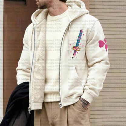 Unisex Graphic Streetwear Vintage Zipper Cardigan Plush Hoodie