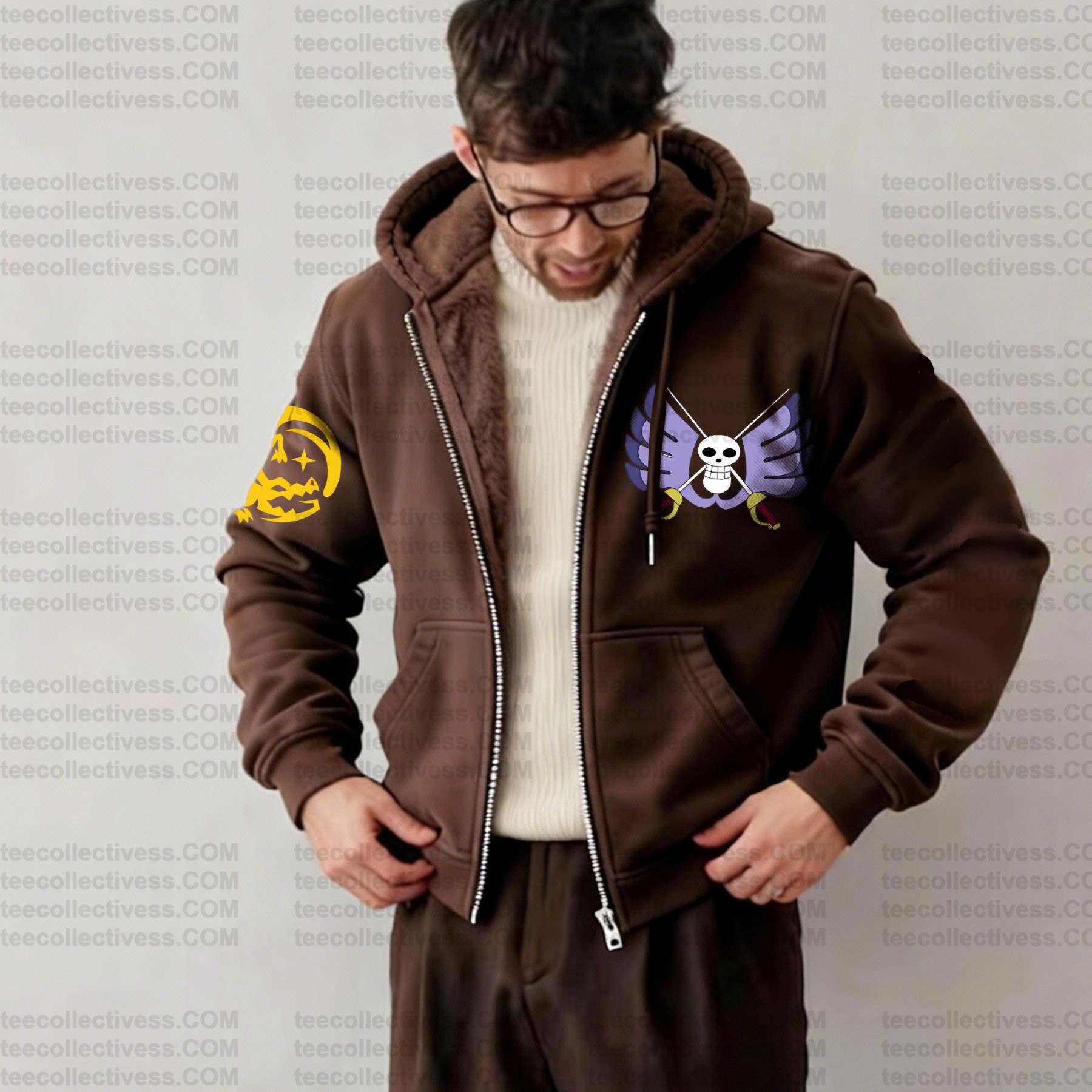 Unisex Graphic Streetwear Vintage Zipper Cardigan Plush Hoodie