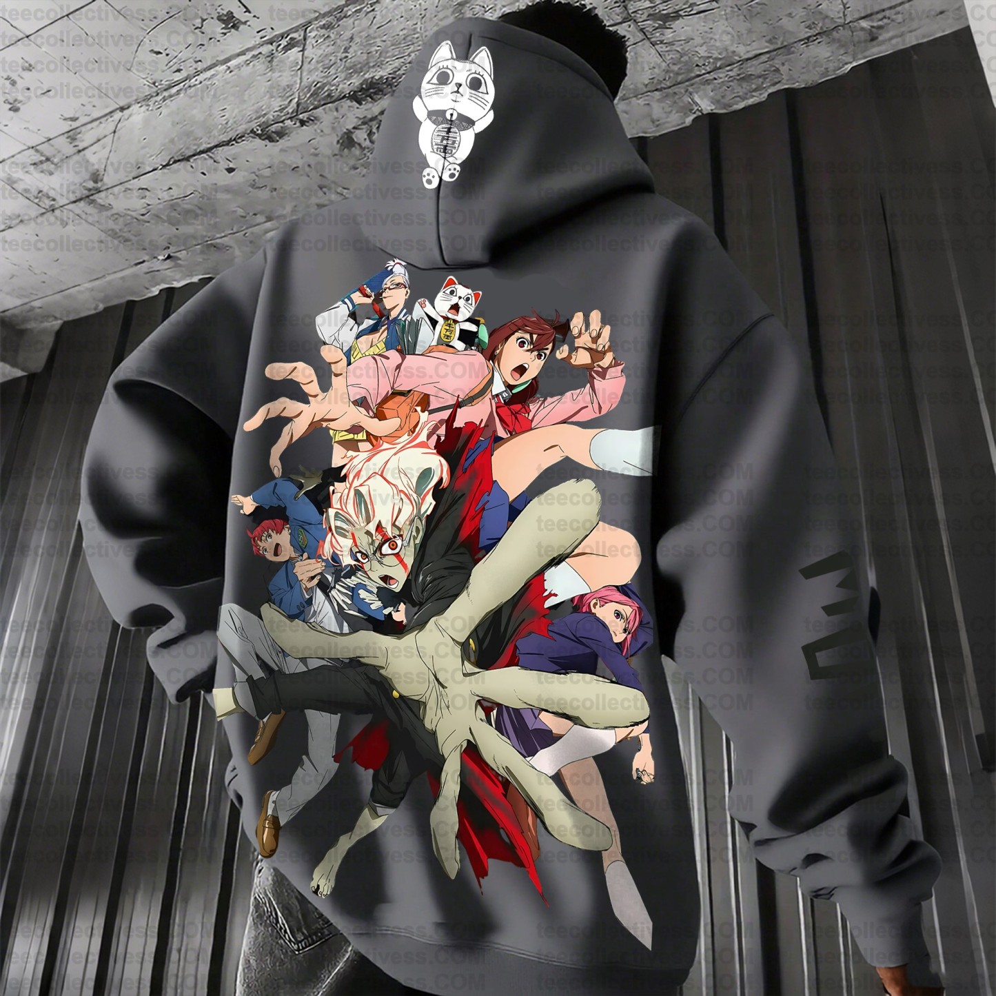 Unisex Anime Print Embroidered Casual Oversized Hoodie