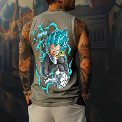 Unisex Oversized Vegeta Anime Printed Tank Top