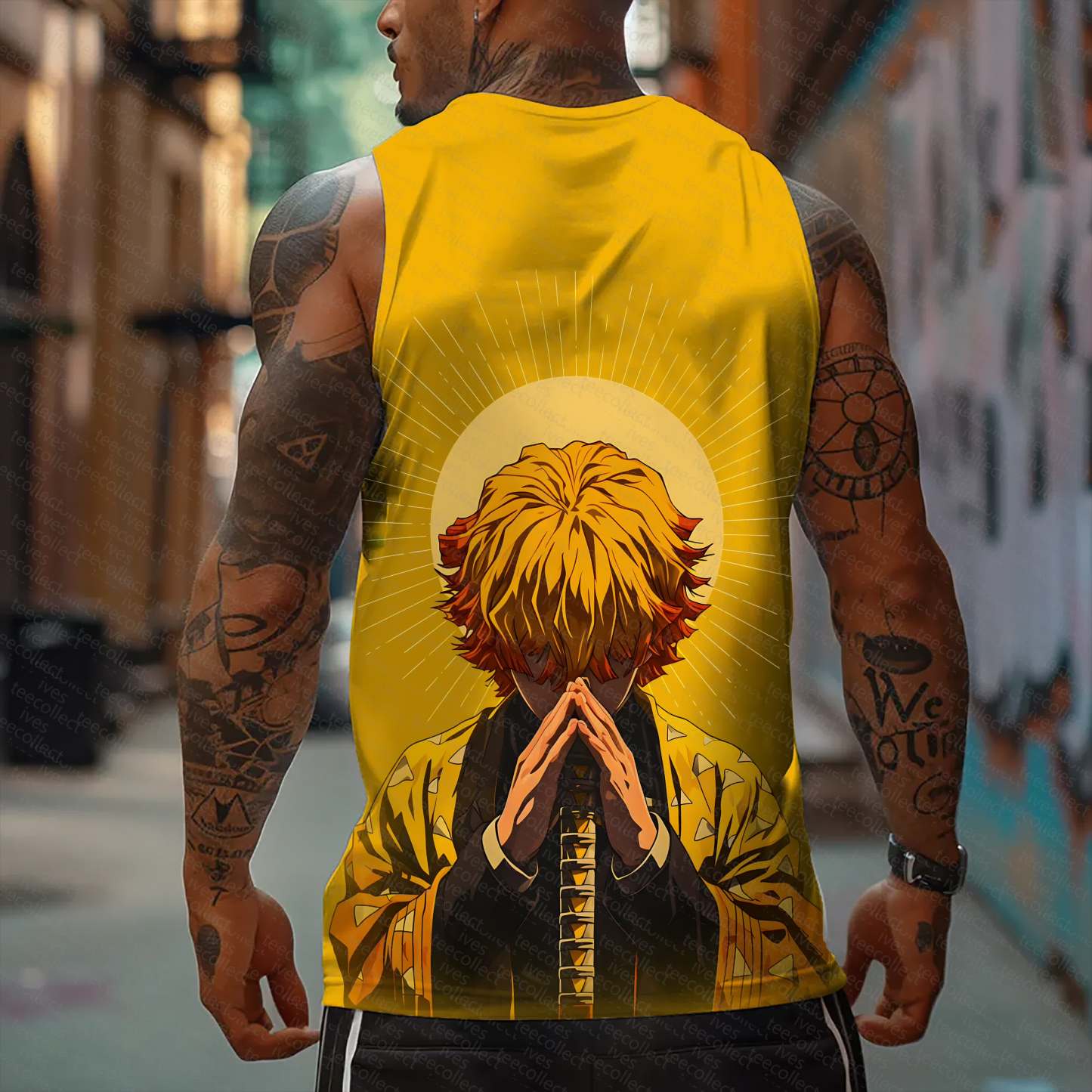 Oversized Anime Print Gym Tank Top