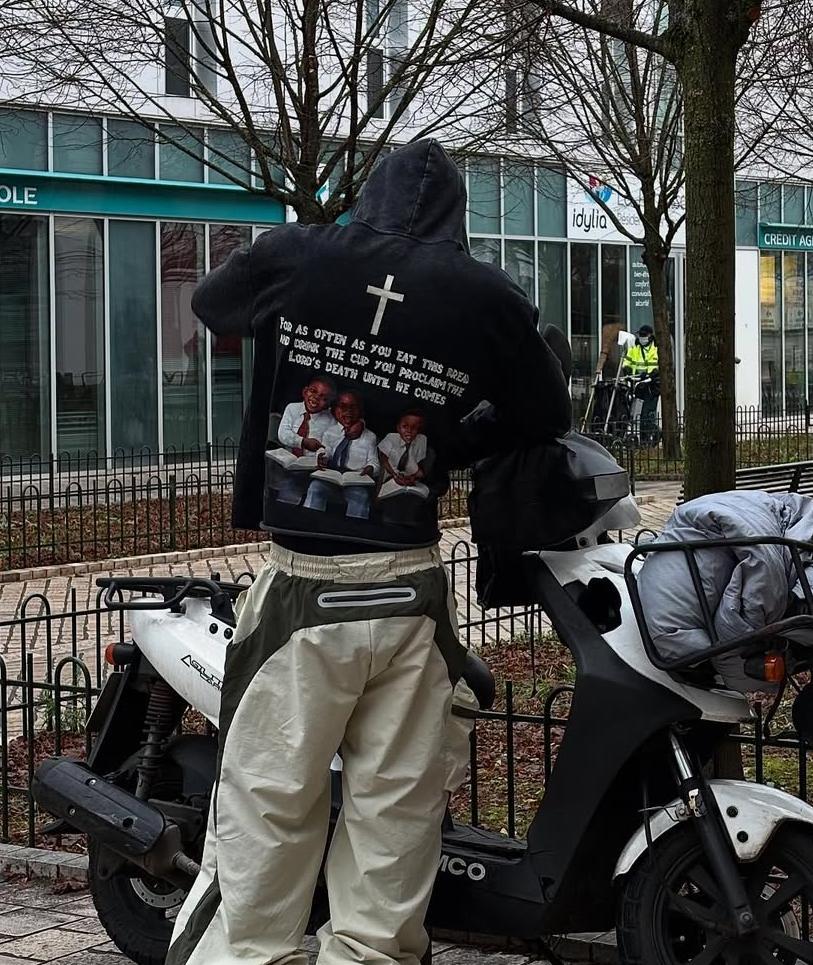 Vintage First Sunday Faith Graphic Acid Washed Oversized Hoodie