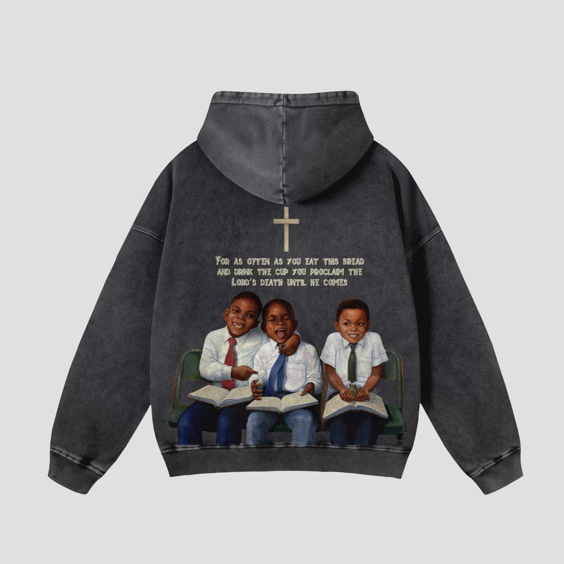 Vintage First Sunday Faith Graphic Acid Washed Oversized Hoodie