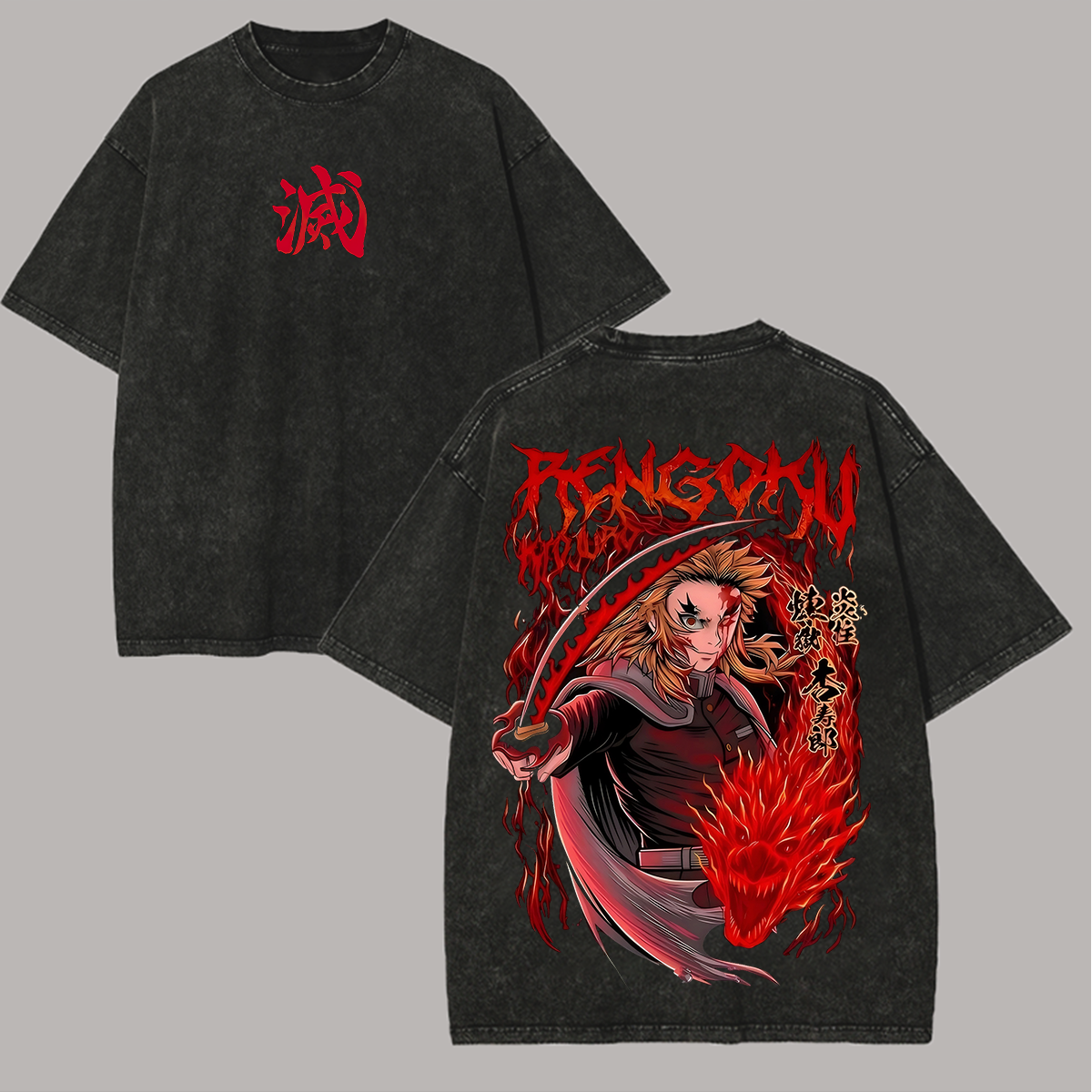Demon Slayer Printed Unisex Washed 3D Direct Injection T-Shirt