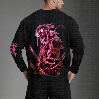 Unisex “Demon Slayer” Anime Graphic Streetwear Vintage Long-Sleeved T-shirt
