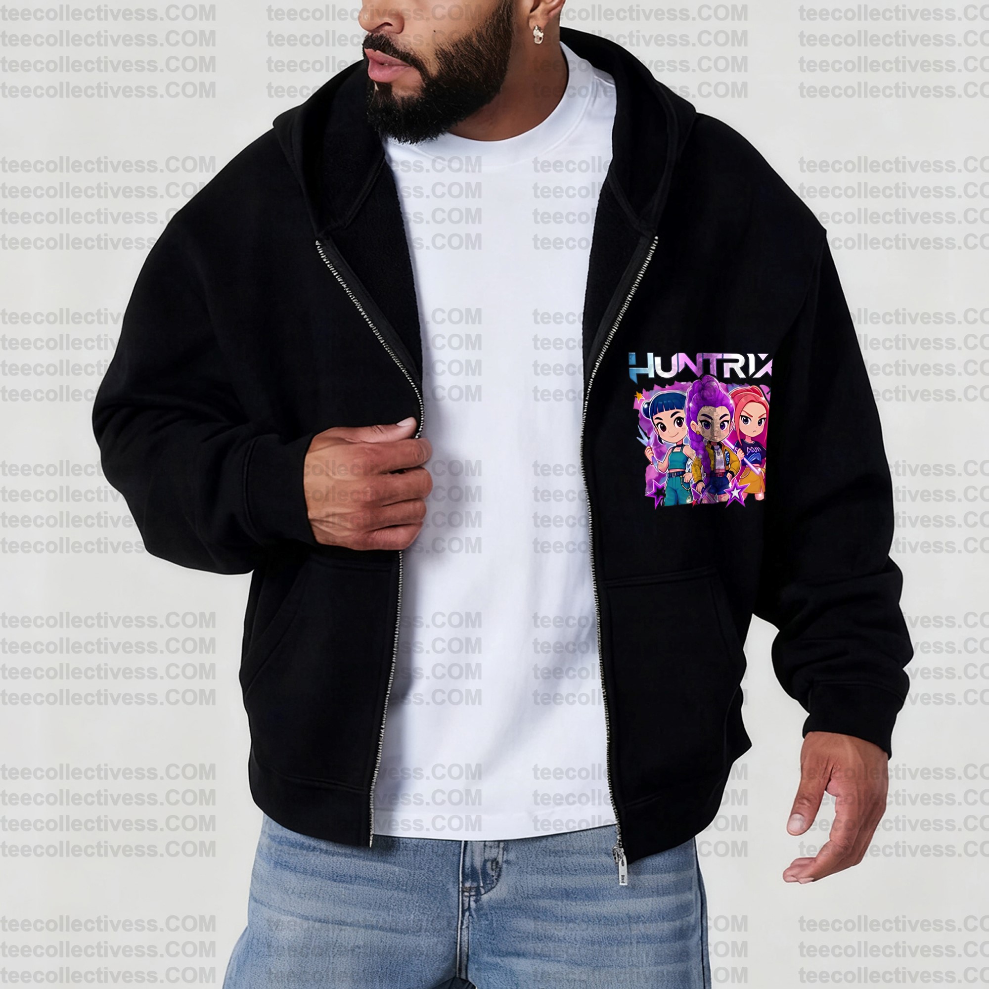 Unisex Graphic Streetwear Vintage Zipper Cardigan Plush Hoodie