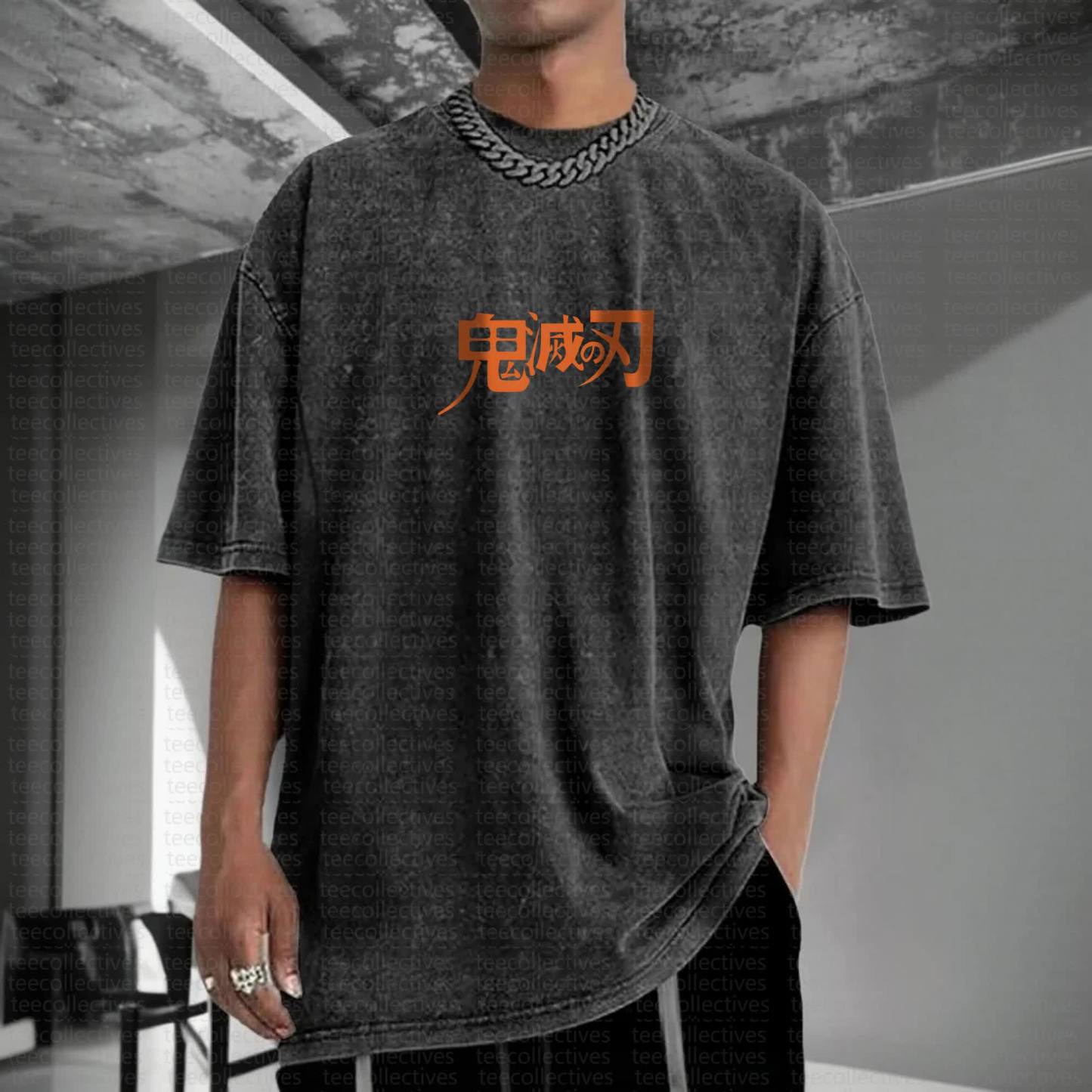 Unisex Anime Inspired Vintage Washed T-Shirt丨Demon Slayer