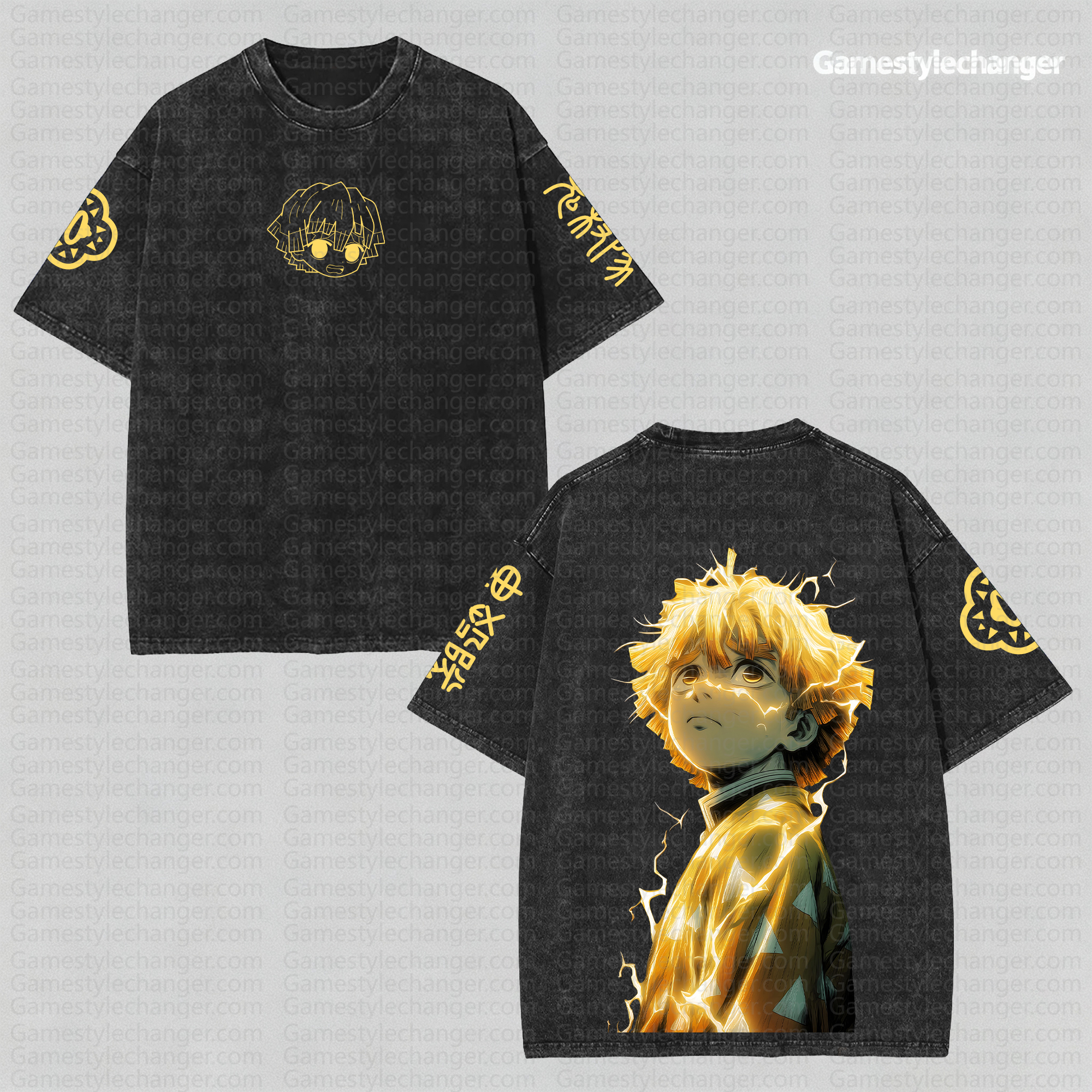 Unisex Anime Style Vintage Washed T-Shirt