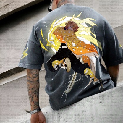 Vintage 3D Direct Inkjet Printed Washed Unisex T-Shirt