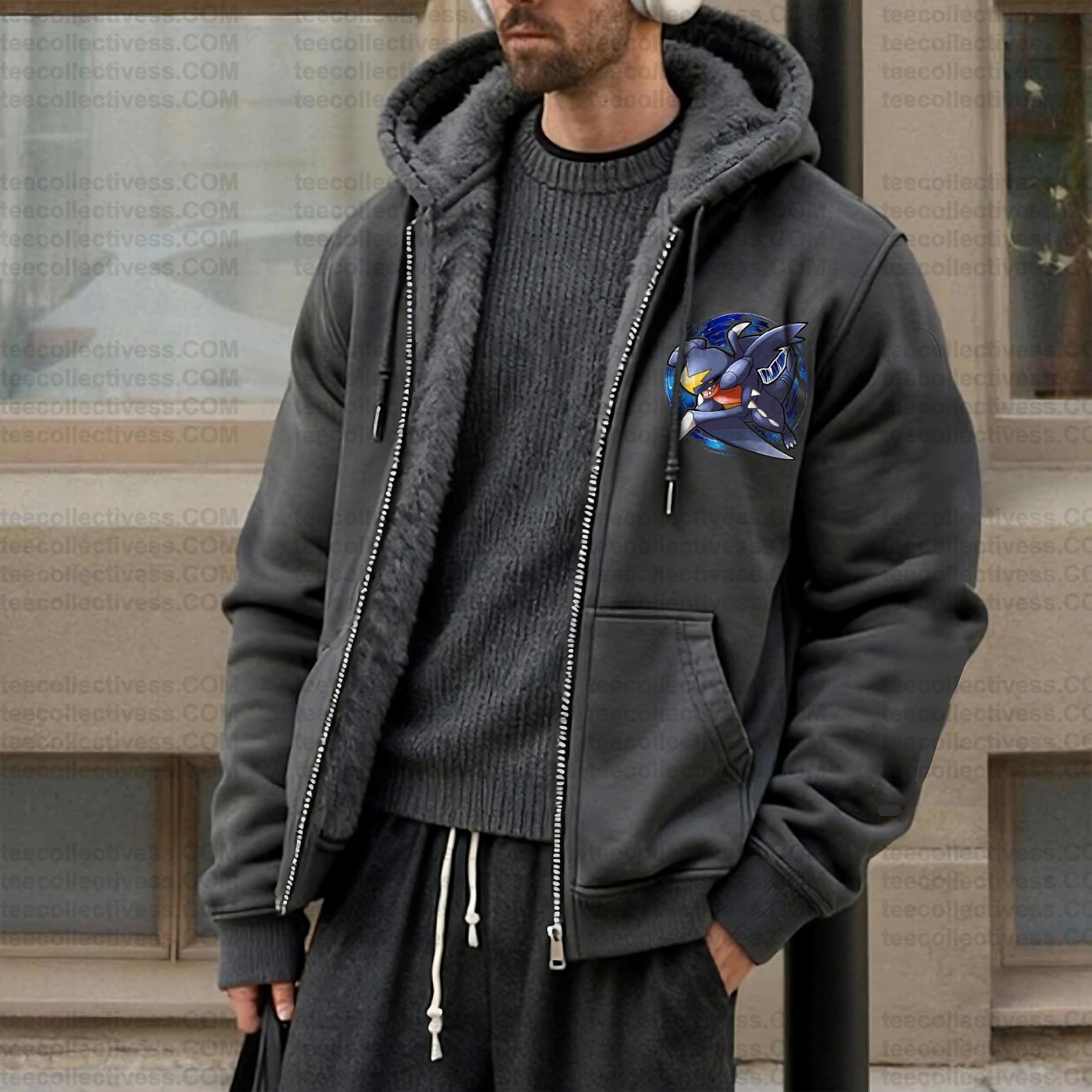 Unisex Graphic Streetwear Vintage Zipper Cardigan Plush Hoodie