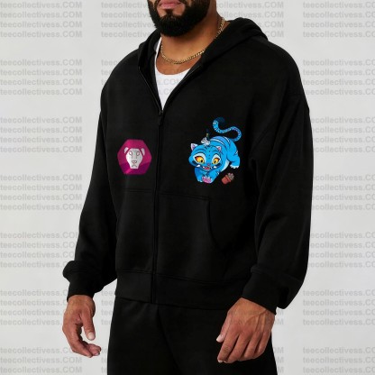 Unisex Graphic Streetwear Vintage Zipper Cardigan Plush Hoodie