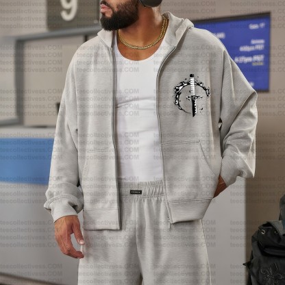 Unisex Graphic Streetwear Vintage Zipper Cardigan Plush Hoodie