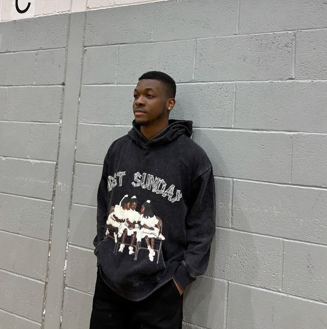 Vintage First Sunday Faith Graphic Acid Washed Oversized Hoodie