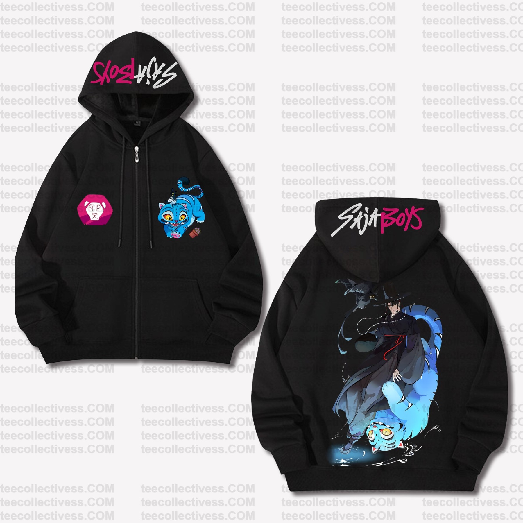 Unisex Graphic Streetwear Vintage Zipper Cardigan Plush Hoodie