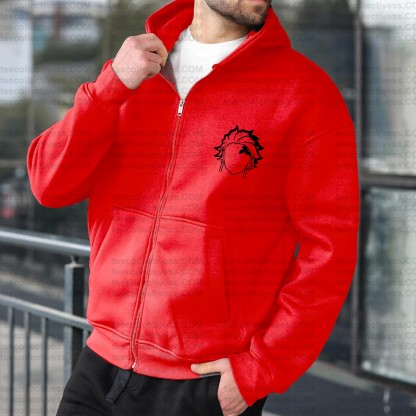 Unisex Graphic Streetwear Vintage Zipper Cardigan Plush Hoodie