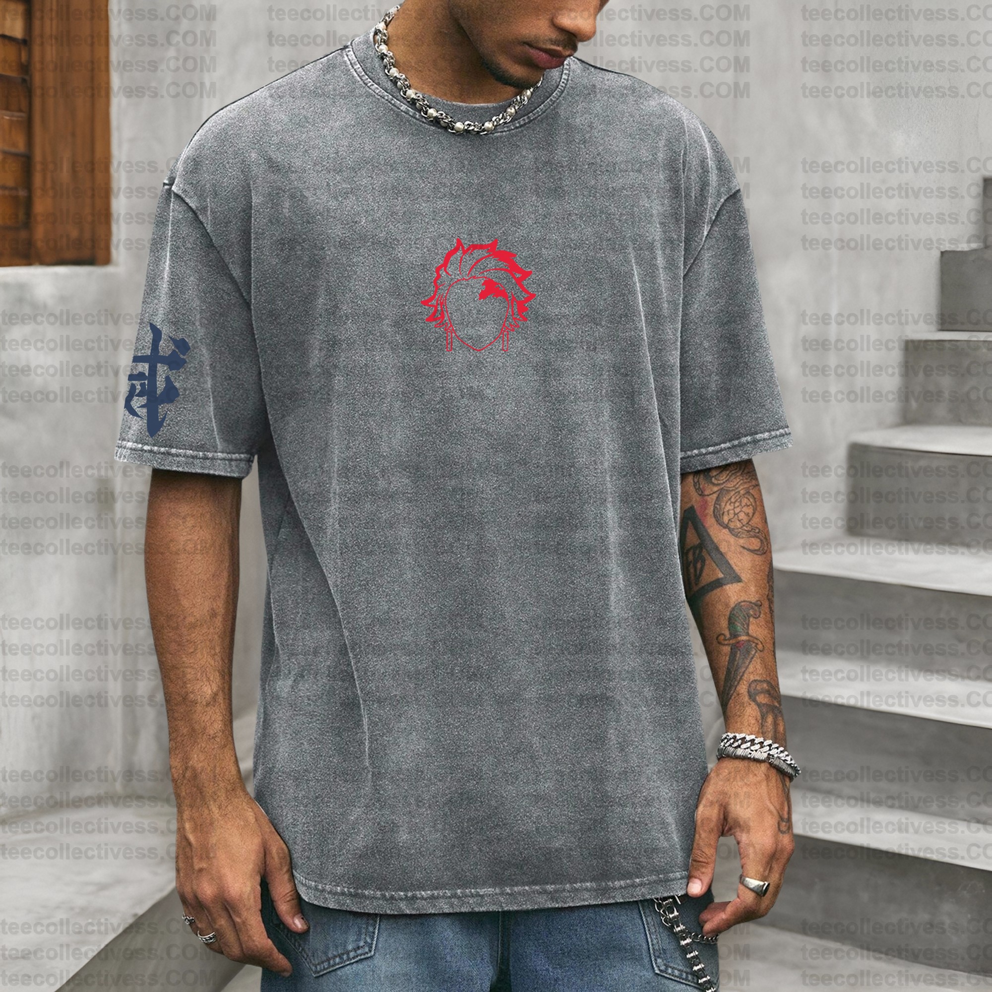 Vintage 3D Direct Inkjet Printed Washed Unisex T-Shirt