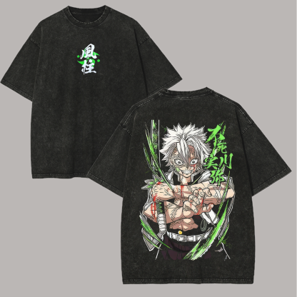Sanemi Shinazugawa Demon Slayer Printed Unisex Washed 3D Direct Injection T-Shirt