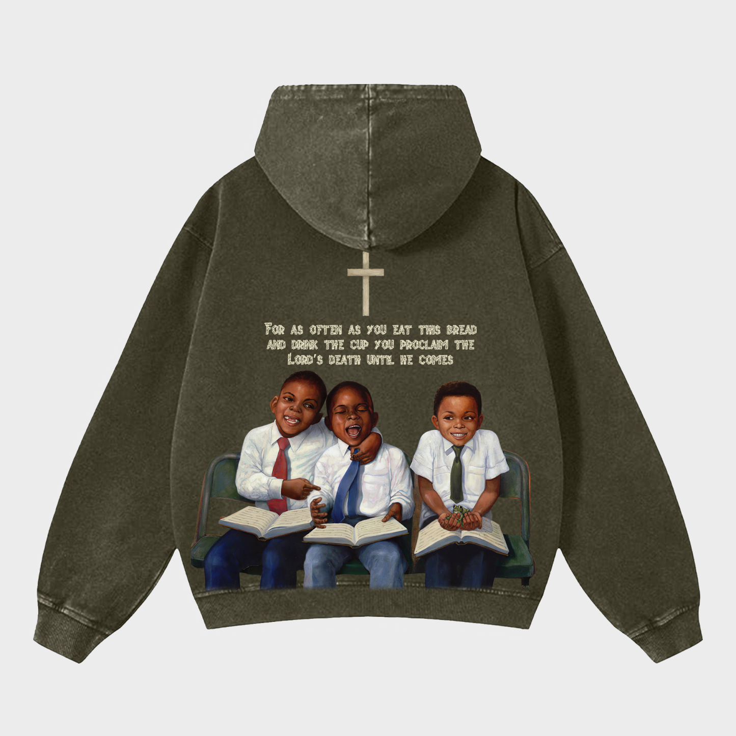 Vintage First Sunday Faith Graphic Acid Washed Oversized Hoodie