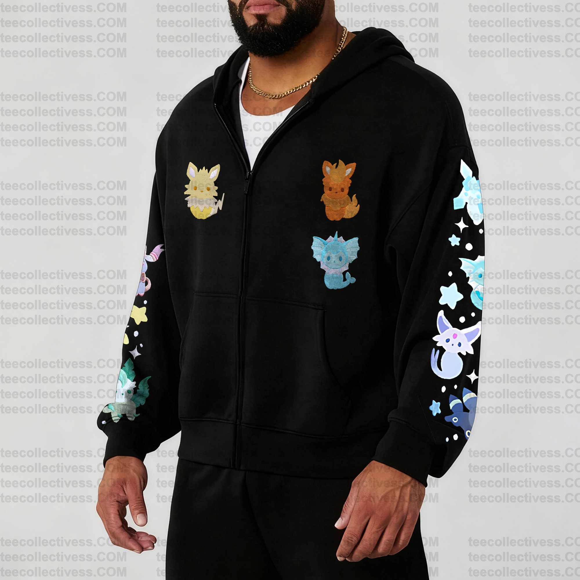 (Pokemon)Unisex Graphic Streetwear Vintage Zipper Cardigan Plush Hoodie
