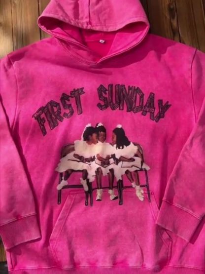 Vintage First Sunday Faith Graphic Acid Washed Oversized Hoodie